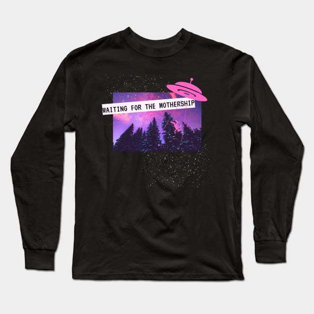 Vaporwave Alien Ufo Trip Party Techno Club Goa Long Sleeve T-Shirt by Maggini Art